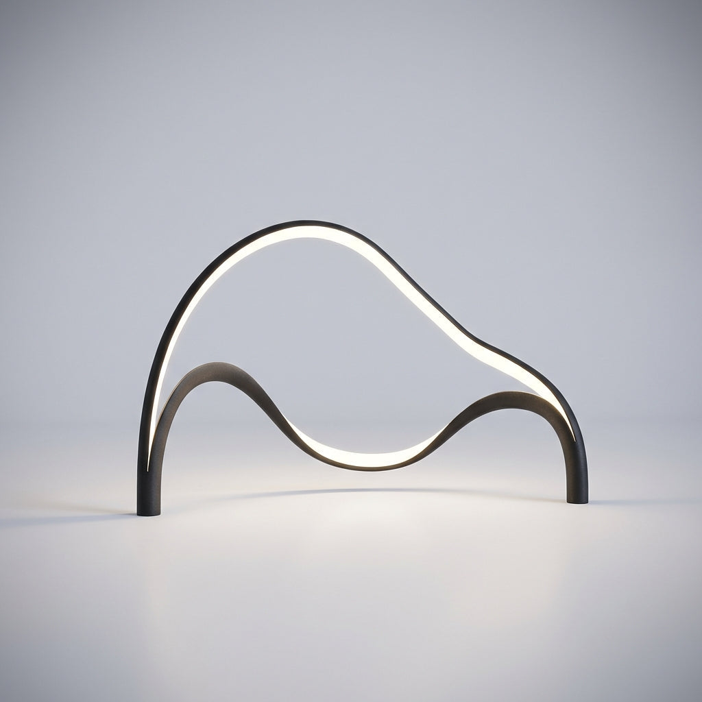 Skulpturale kompakte Tischlampe aus Metall und Acryl mit markanter Silhouette