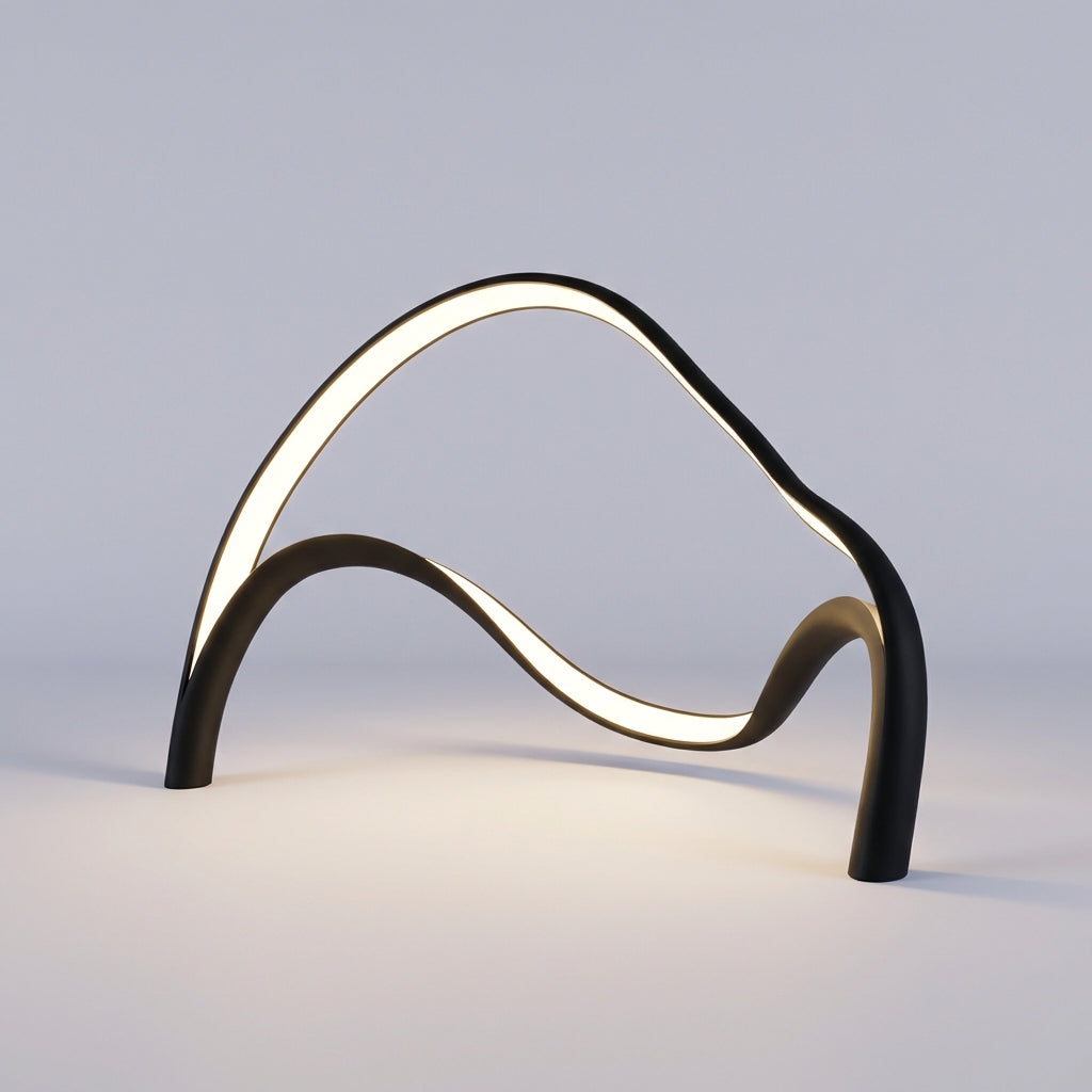 Skulpturale kompakte Tischlampe aus Metall und Acryl mit markanter Silhouette