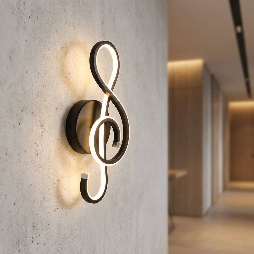 Skulpturale Wandleuchte aus Aluminium und Acryl in Form eines Violinschlüssels mit Dimmer