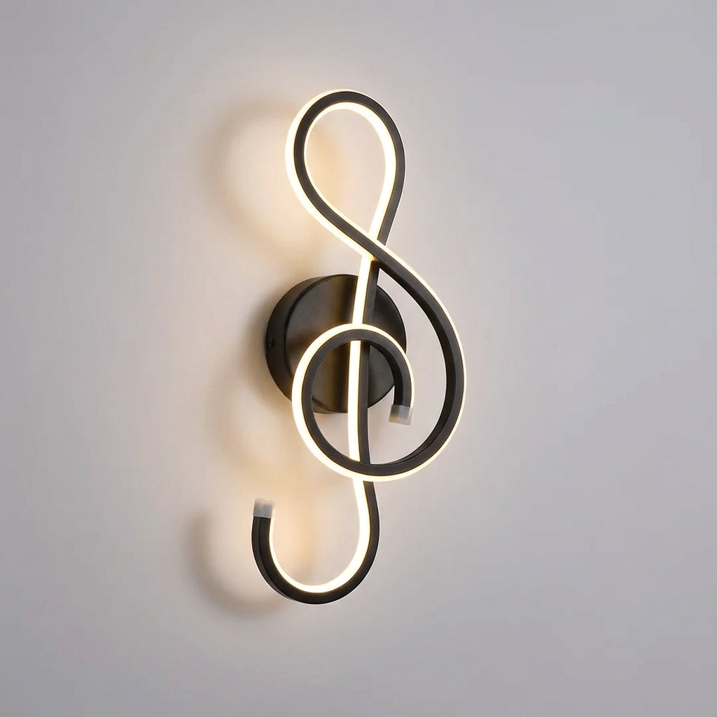 Skulpturale Wandleuchte aus Aluminium und Acryl in Form eines Violinschlüssels mit Dimmer