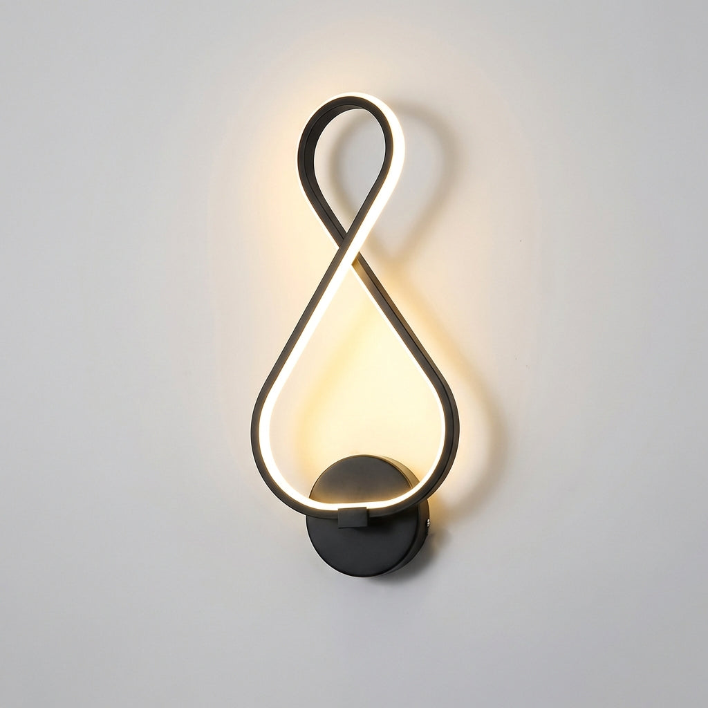 Skulpturale Wandleuchte aus Aluminium und Acryl in Form eines Violinschlüssels mit Dimmer