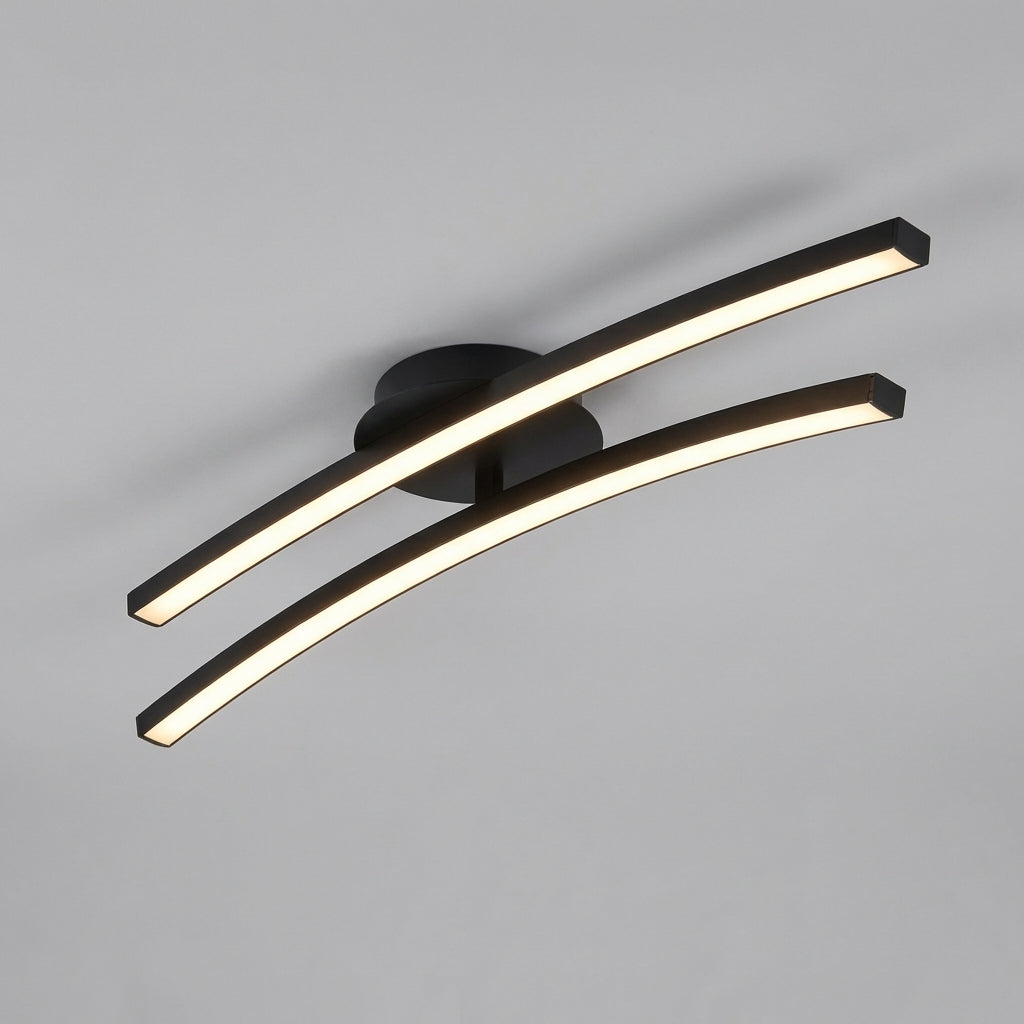Gebogene Deckenleuchte mit Wellensilhouette aus Aluminium und blendfreiem Licht