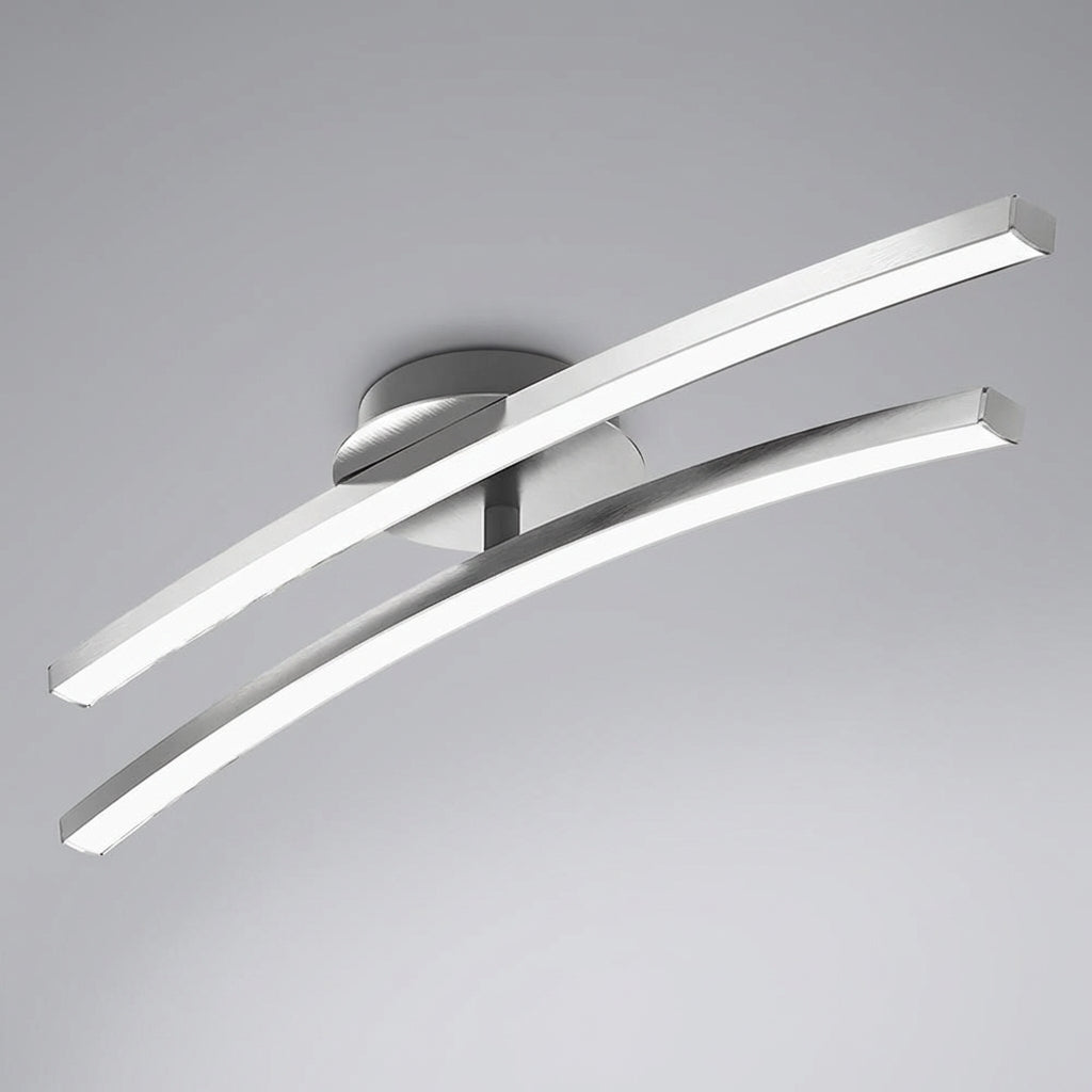 Gebogene Deckenleuchte mit Wellensilhouette aus Aluminium und blendfreiem Licht