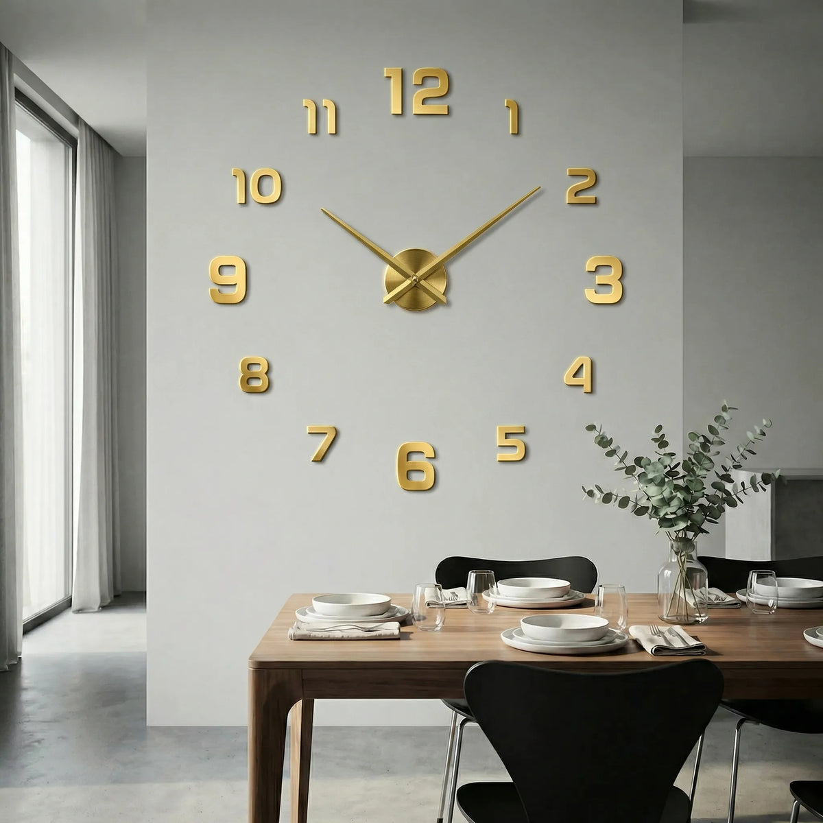 Übergroße minimalistische leise Quarzwanduhr mit erhabenen Ziffern