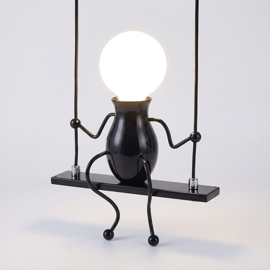 Langlebige Metall-Wandleuchte mit Silhouette einer schwingenden Figur