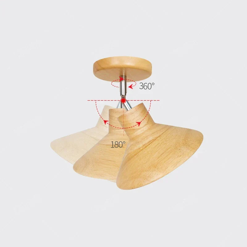 Skandinavische minimalistische Deckenleuchte mit natürlicher Holzkonusform