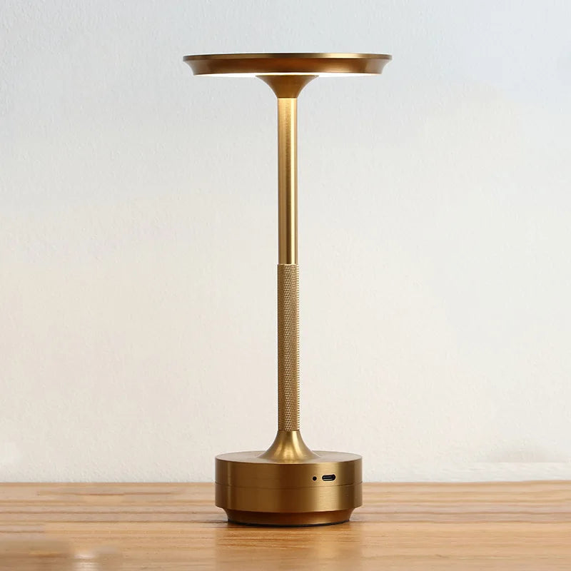 Minimalistische kabellose Tischlampe aus Aluminium, wiederaufladbar, mit Touch-Steuerung und Dimmfunktion