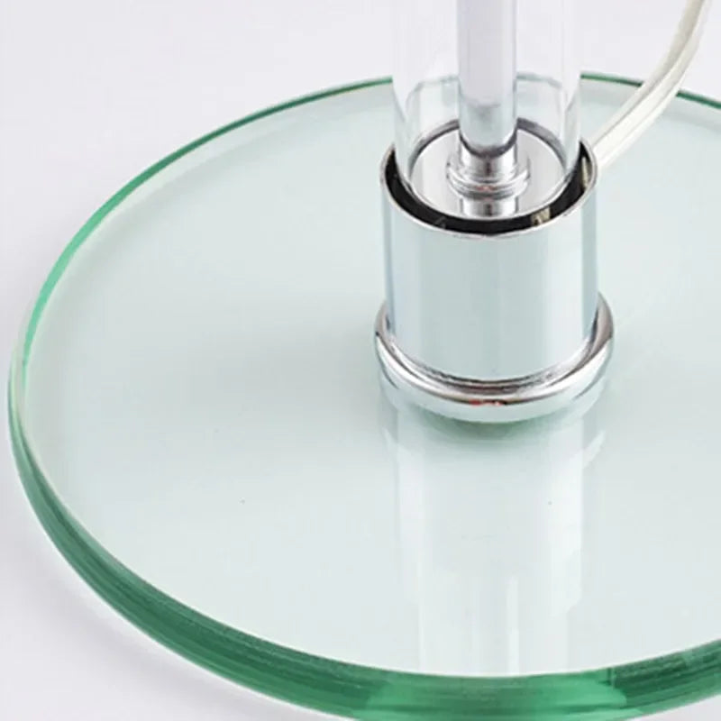 Bauhaus-Tischlampe mit satiniertem Glasdom und Chrom