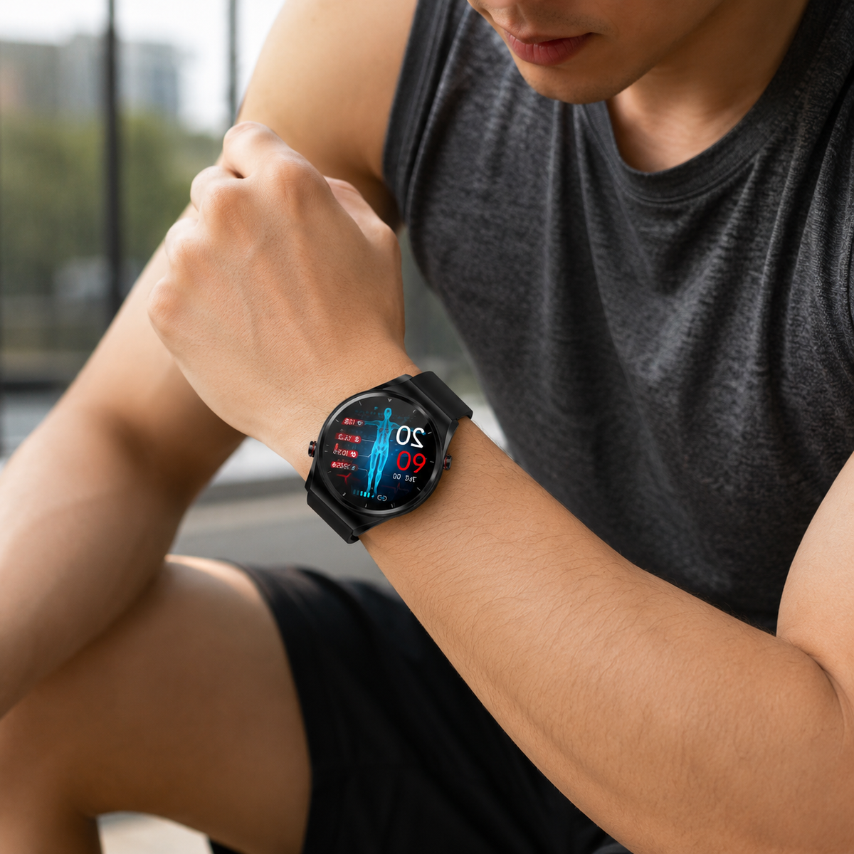 Wiederaufladbare tragbare Smartwatch mit Touchscreen zur Überwachung von Fitness und Aktivität
