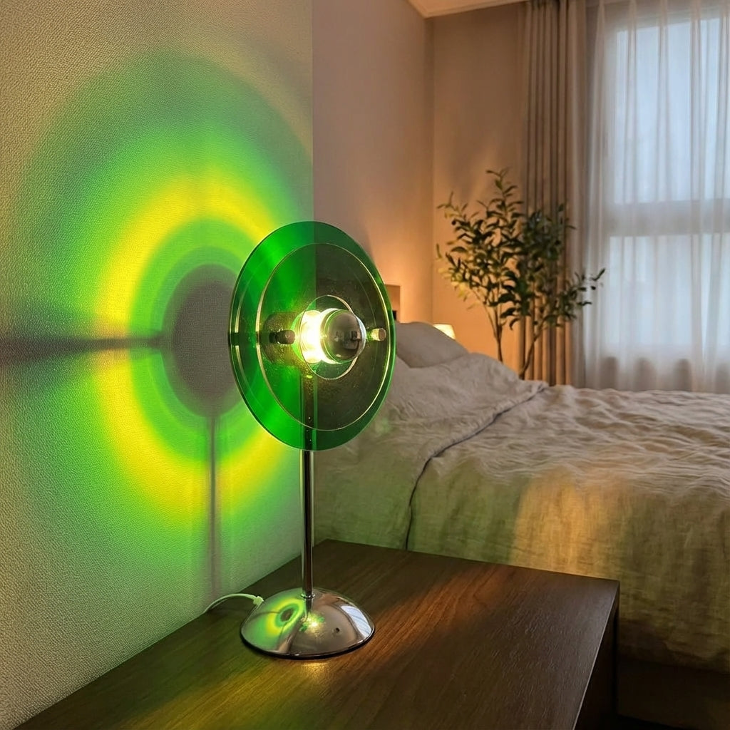 Kompakte USB-Tischlampe mit projiziertem Sonnenuntergangsverlauf