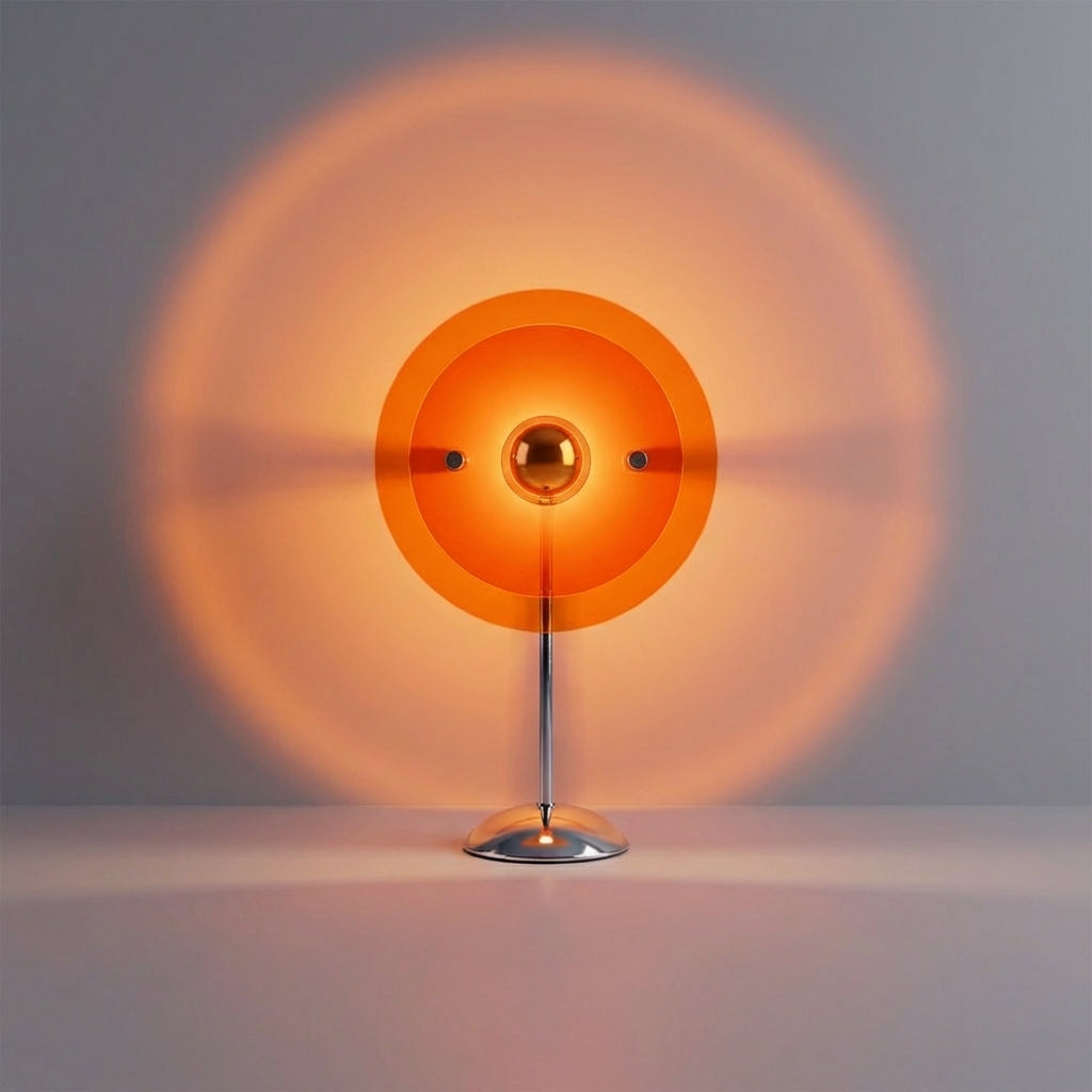 Kompakte USB-Tischlampe mit projiziertem Sonnenuntergangsverlauf