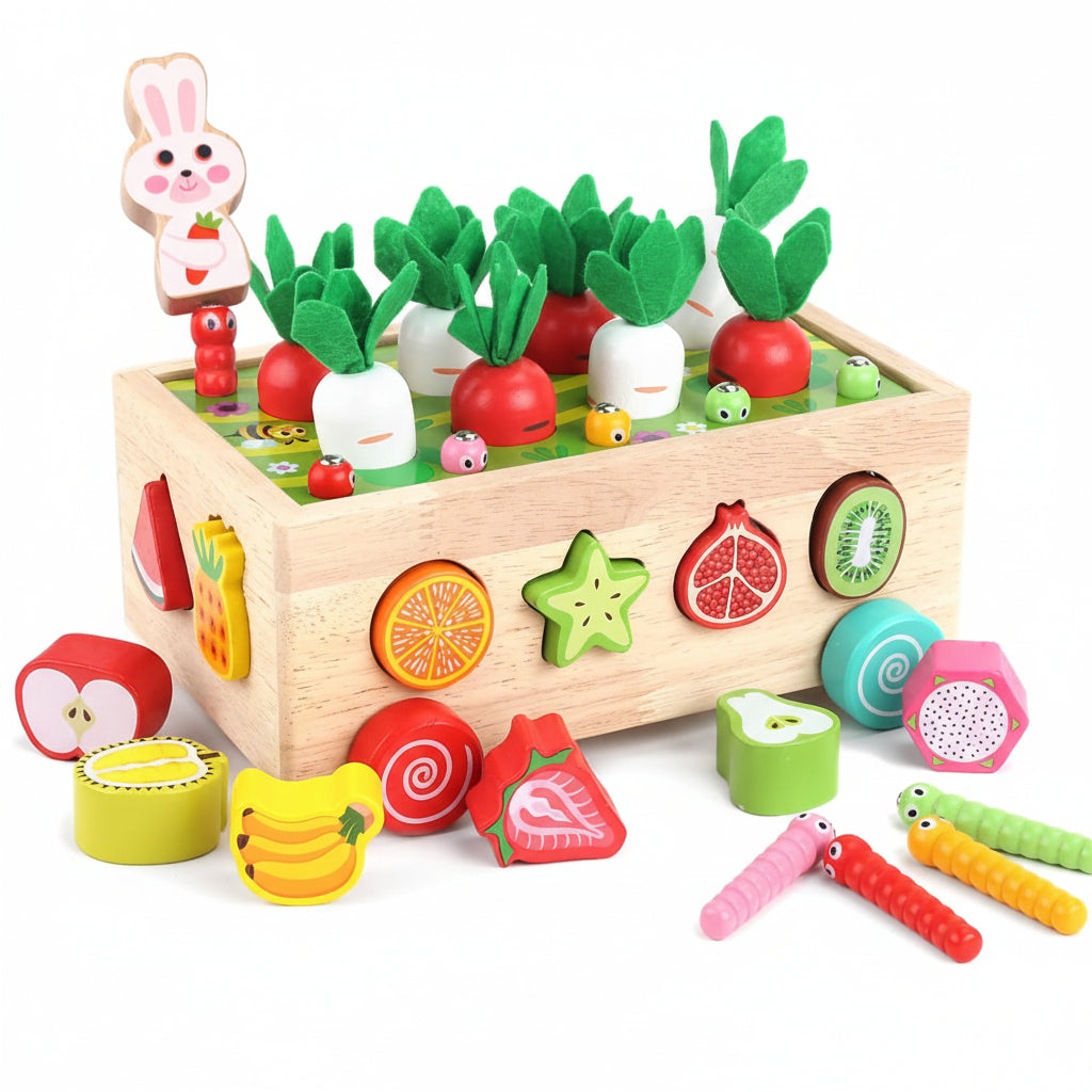 Montessori-Pädagogik-Spielset aus Holz zum Sortieren mit Bauernhofmotiv