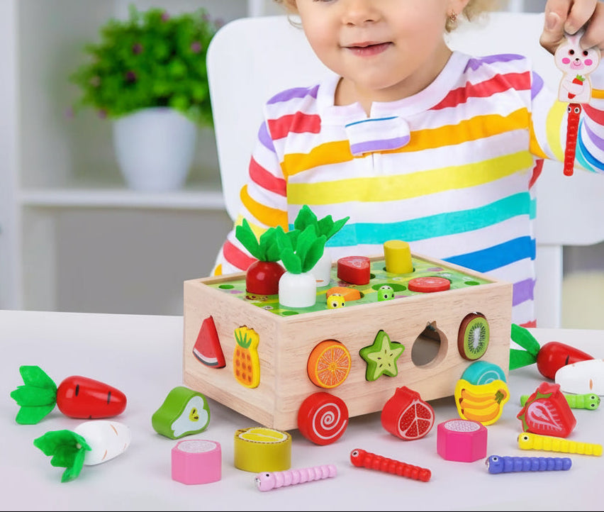 Montessori-Pädagogik-Spielset aus Holz zum Sortieren mit Bauernhofmotiv