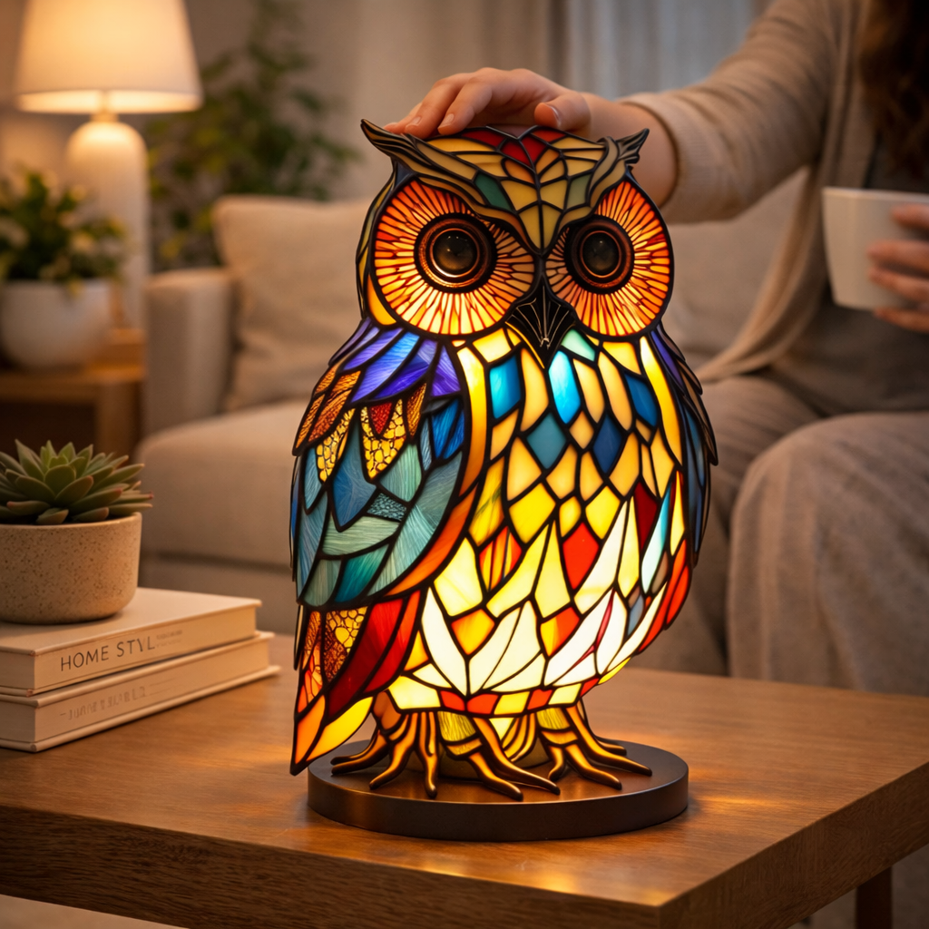 Akzent-Tischlampe als Tierfigur im Tiffany-Stil