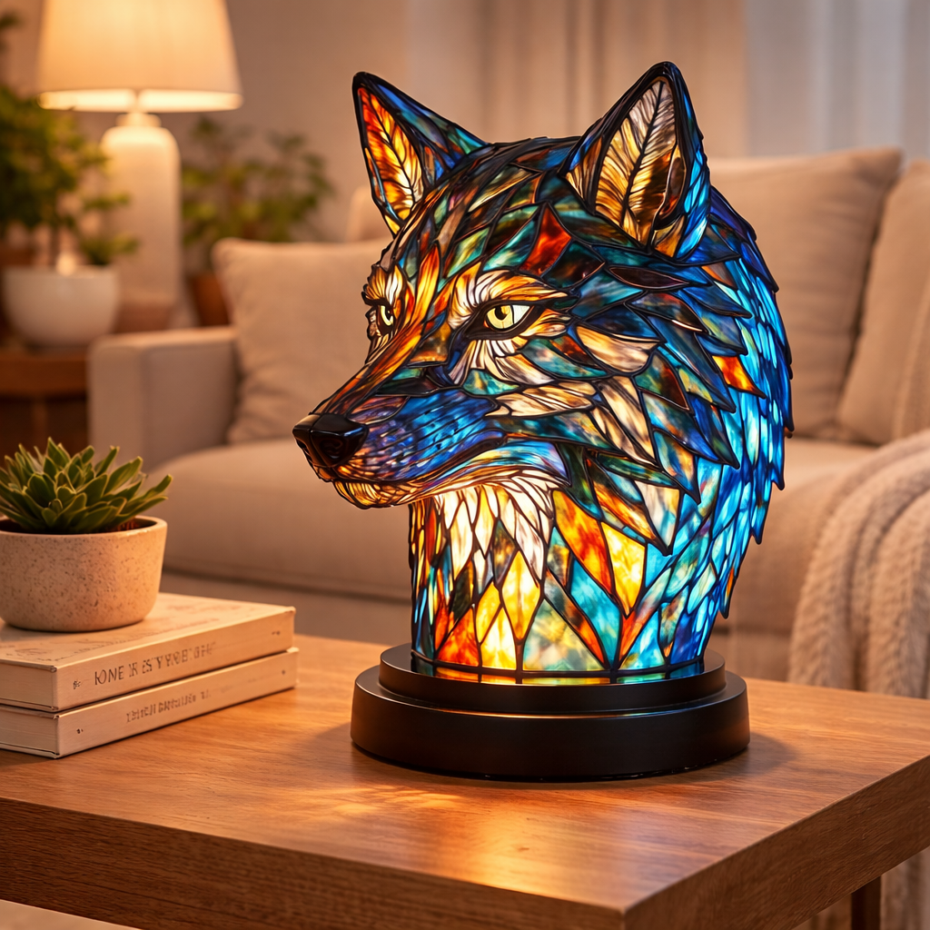 Akzent-Tischlampe als Tierfigur im Tiffany-Stil