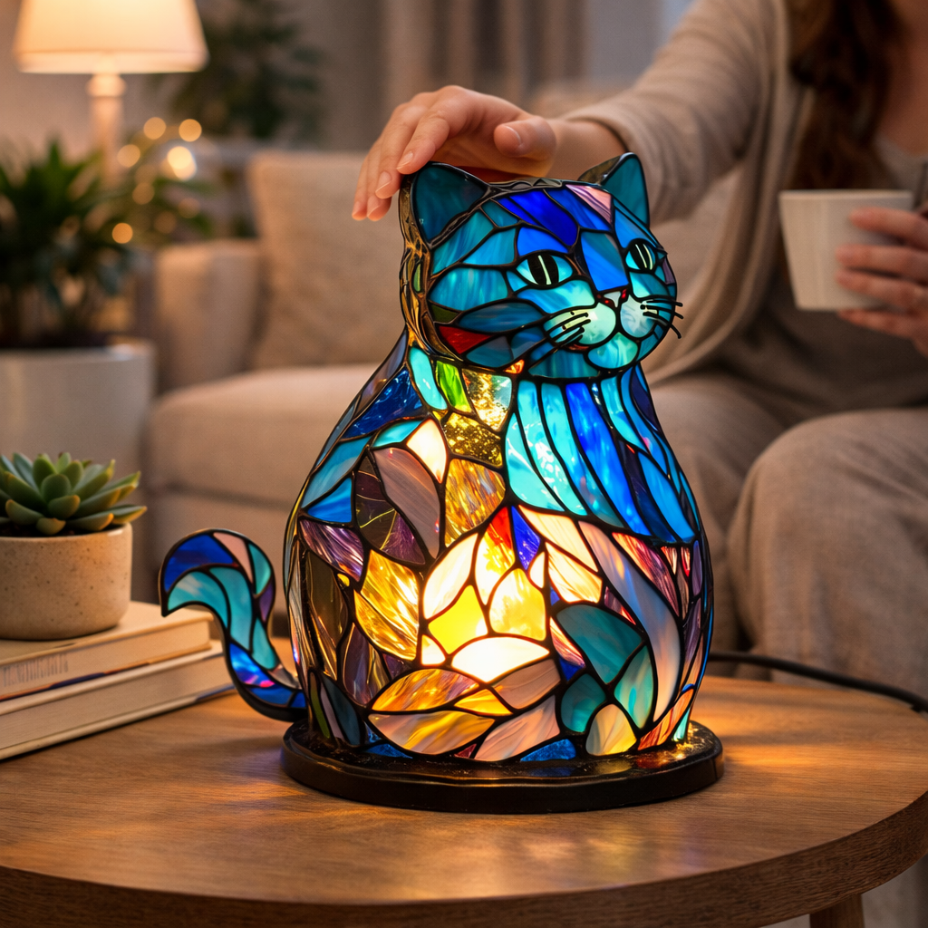 Akzent-Tischlampe als Tierfigur im Tiffany-Stil