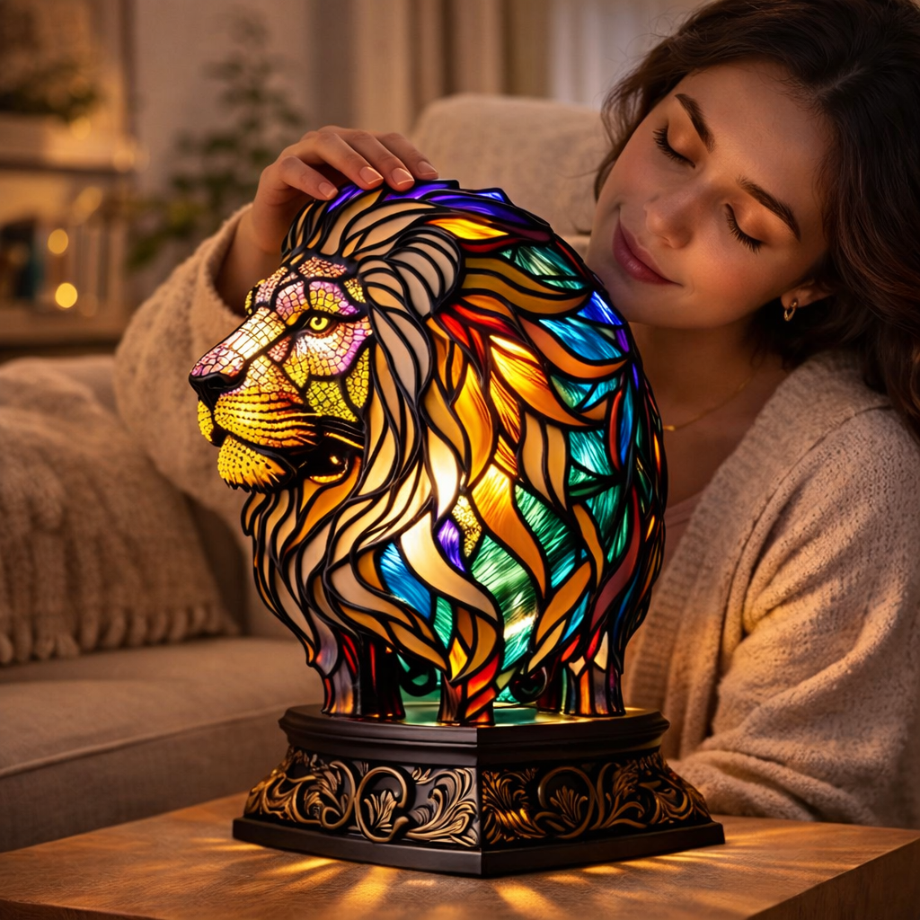 Akzent-Tischlampe als Tierfigur im Tiffany-Stil