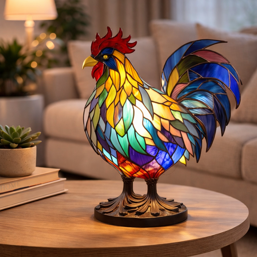 Akzent-Tischlampe als Tierfigur im Tiffany-Stil