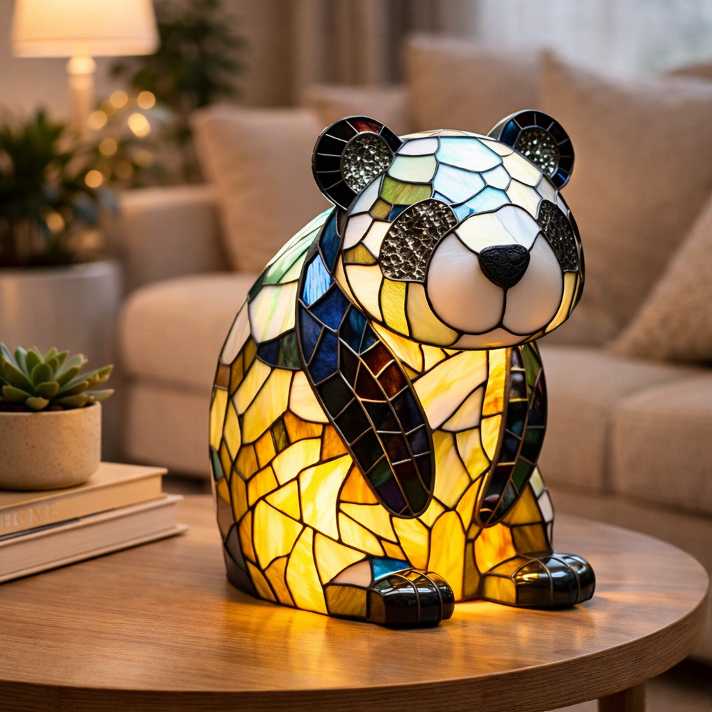 Akzent-Tischlampe als Tierfigur im Tiffany-Stil