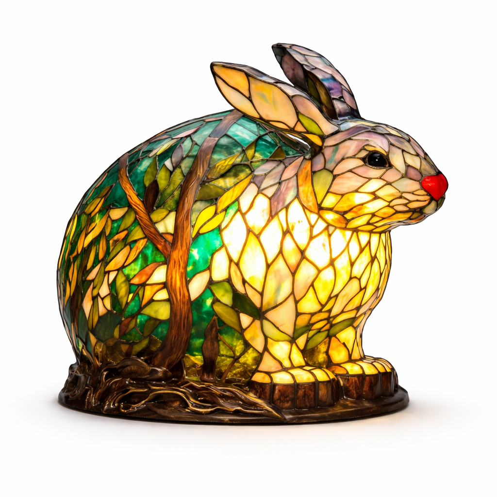 Akzent-Tischlampe als Tierfigur im Tiffany-Stil