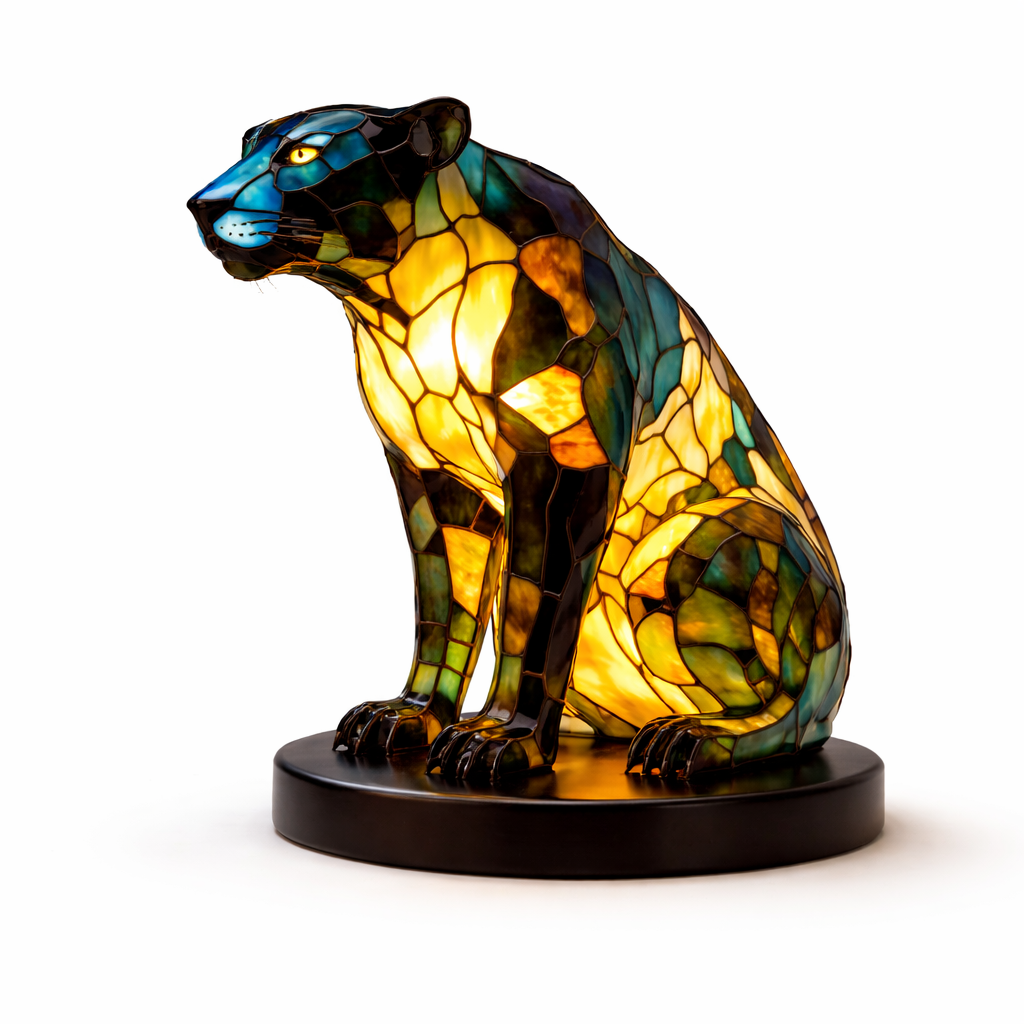 Akzent-Tischlampe als Tierfigur im Tiffany-Stil