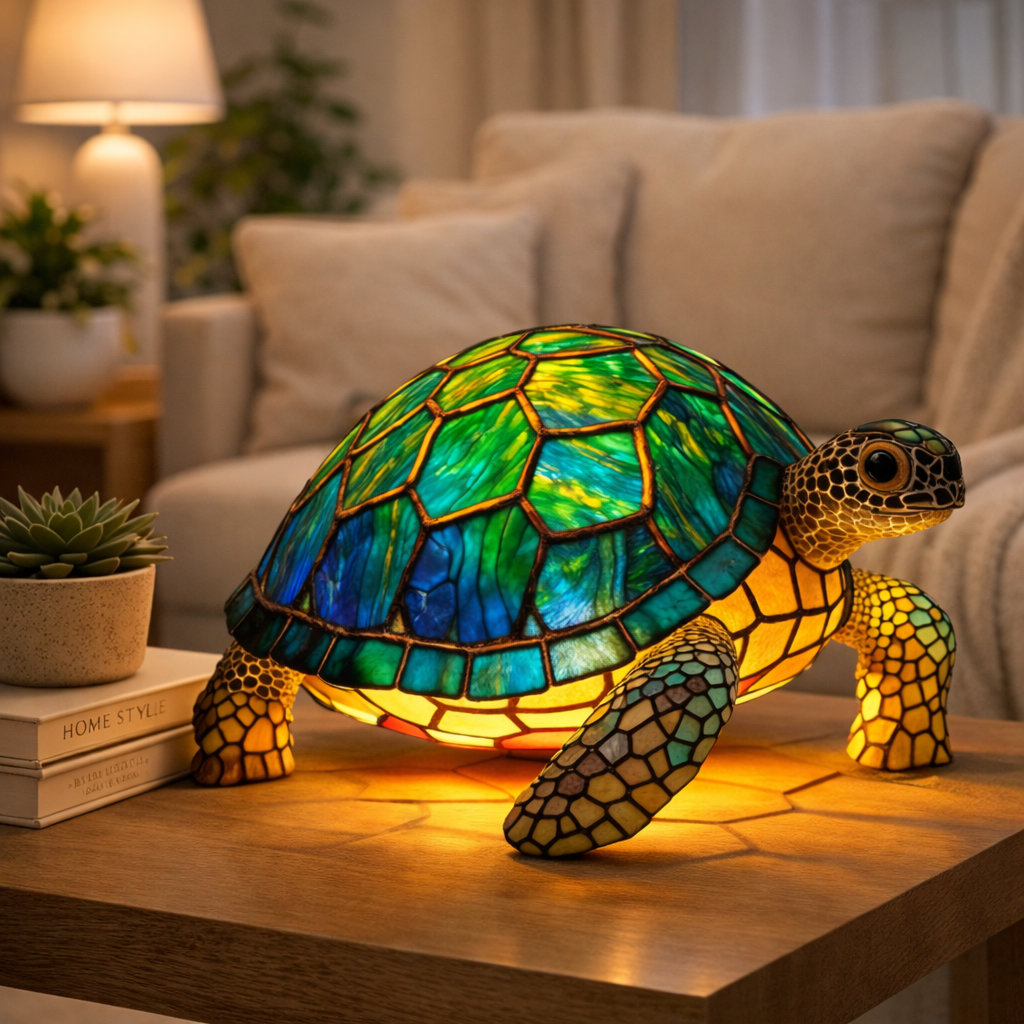 Akzent-Tischlampe als Tierfigur im Tiffany-Stil