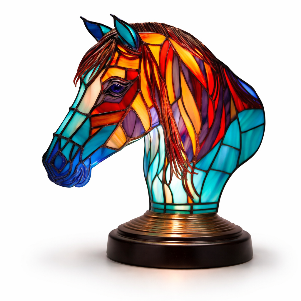 Akzent-Tischlampe als Tierfigur im Tiffany-Stil