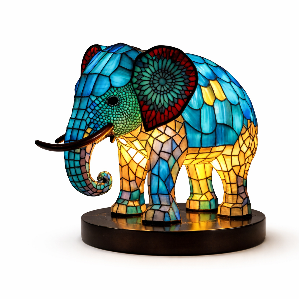 Akzent-Tischlampe als Tierfigur im Tiffany-Stil