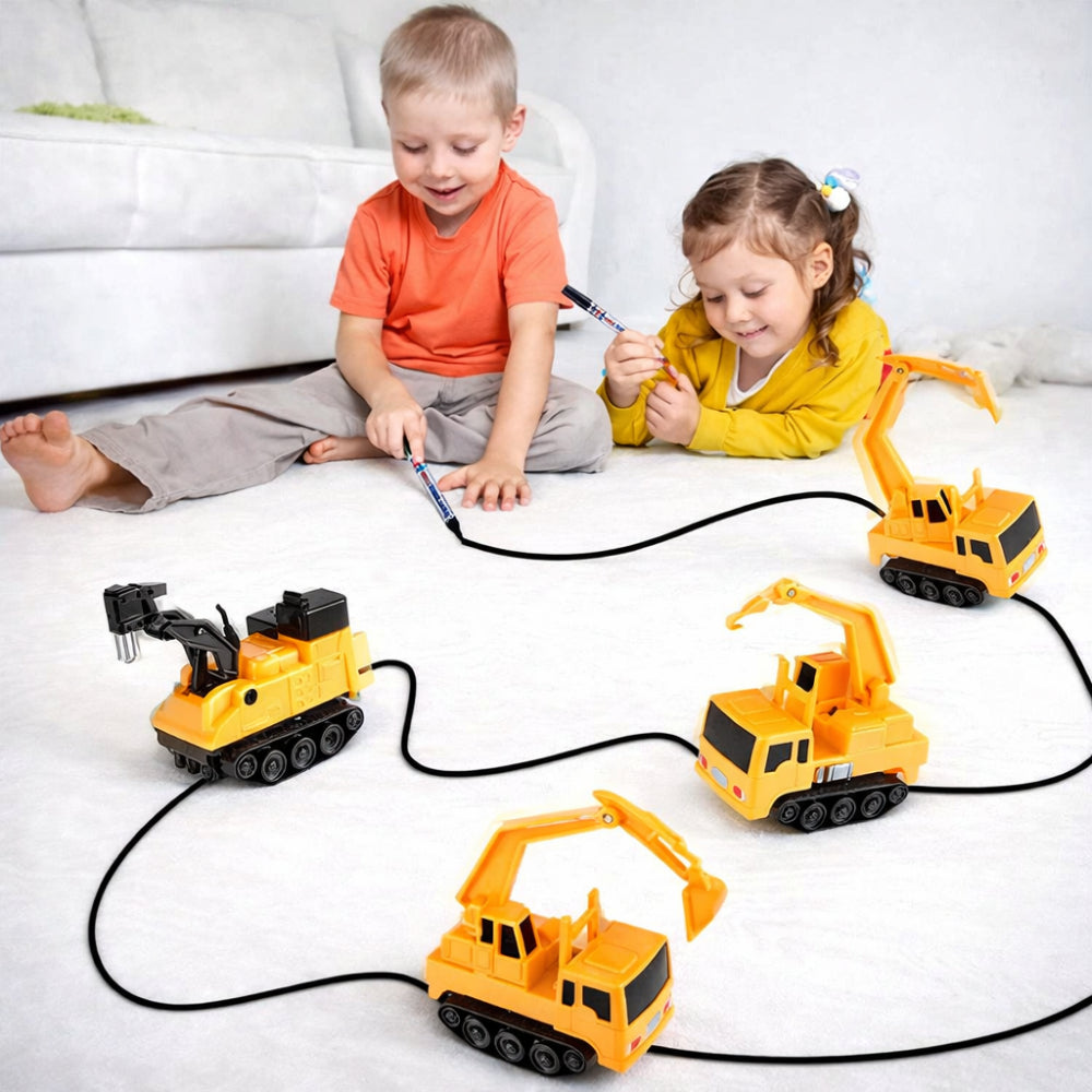 Kompaktes interaktives Spielzeugauto-Set mit stiftgeführter Rennstrecke