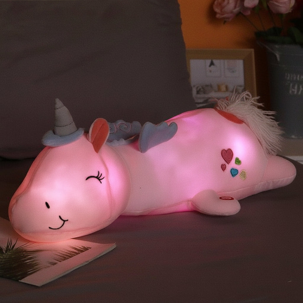 Kuscheliges weiches leuchtendes Einhorn-Plüschtier als Nachtlicht-Spielzeug