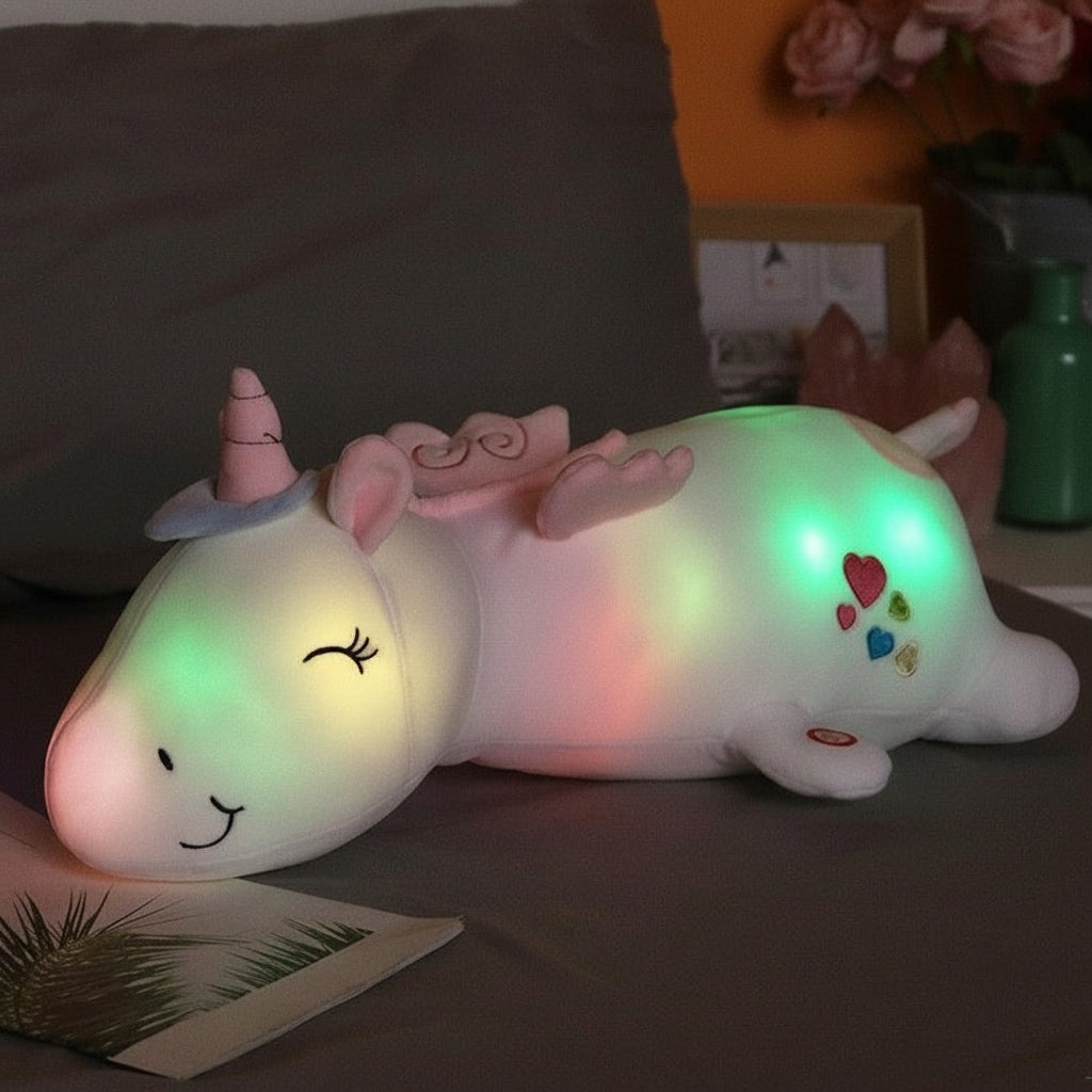Kuscheliges weiches leuchtendes Einhorn-Plüschtier als Nachtlicht-Spielzeug