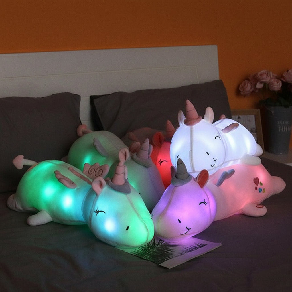 Kuscheliges weiches leuchtendes Einhorn-Plüschtier als Nachtlicht-Spielzeug
