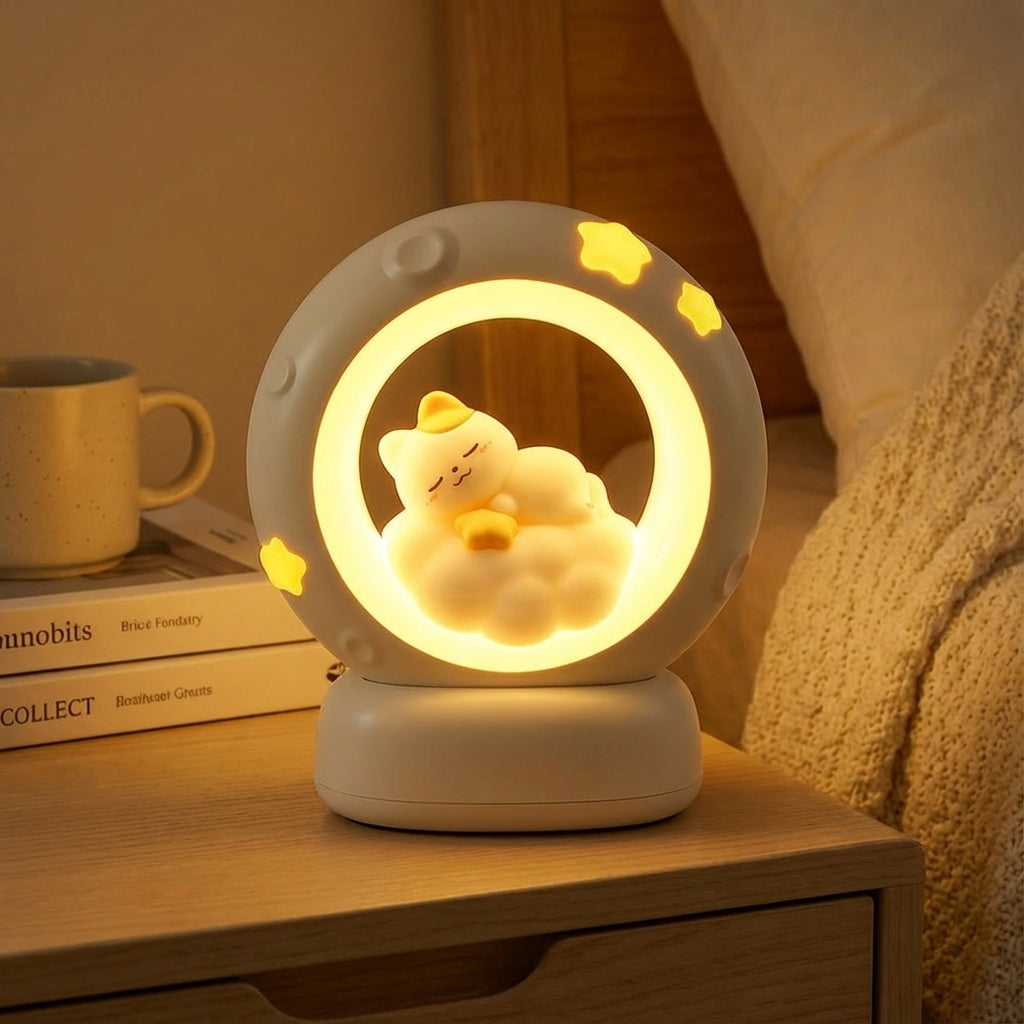 Niedliche dimmbare wiederaufladbare Nachttischlampe in Katzenform