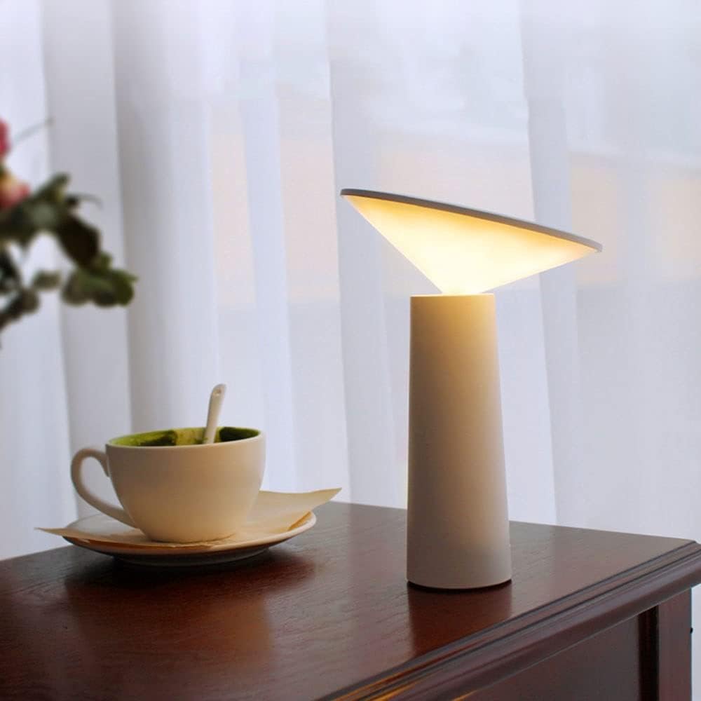 Skulpturale kabellose, wiederaufladbare dimmbare Tischlampe mit Kegelsilhouette