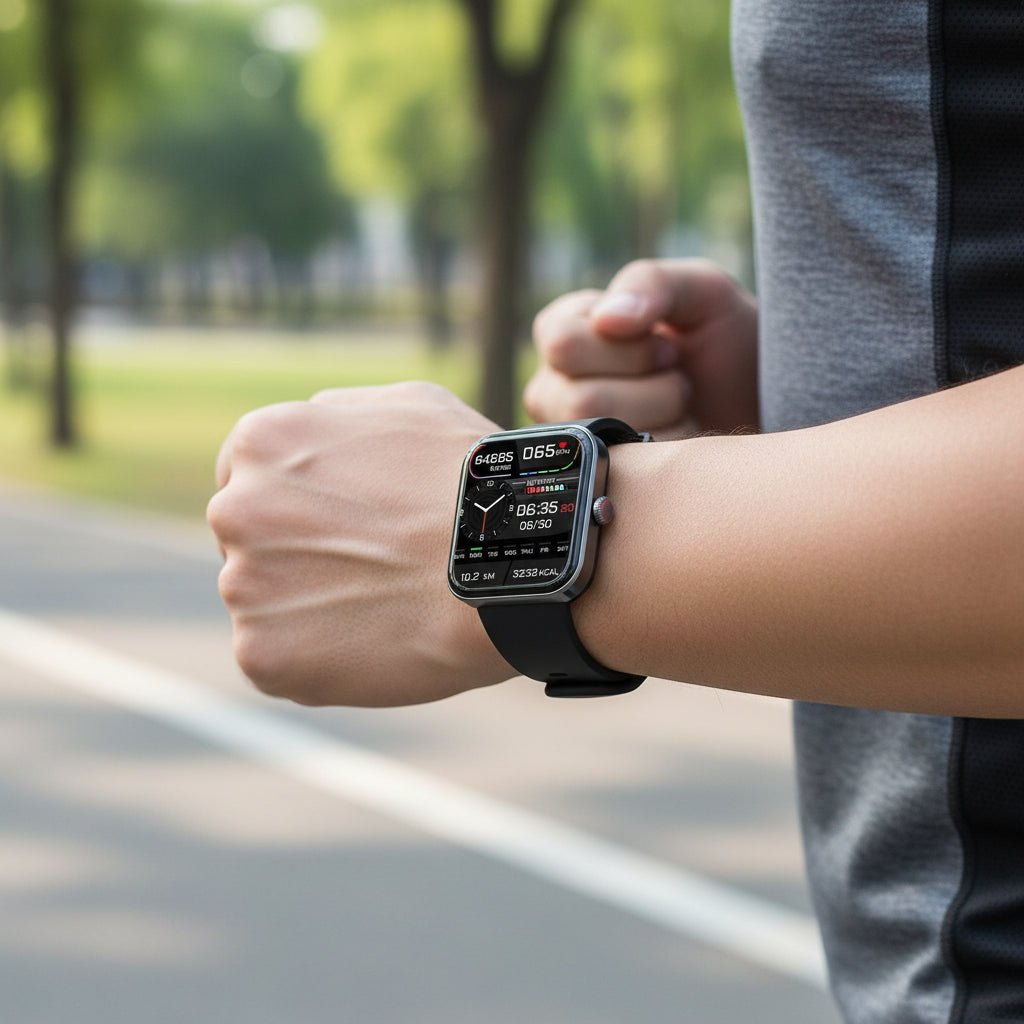 Leichte Smartwatch mit Touchscreen sowie Herzfrequenz- und Schlafüberwachung