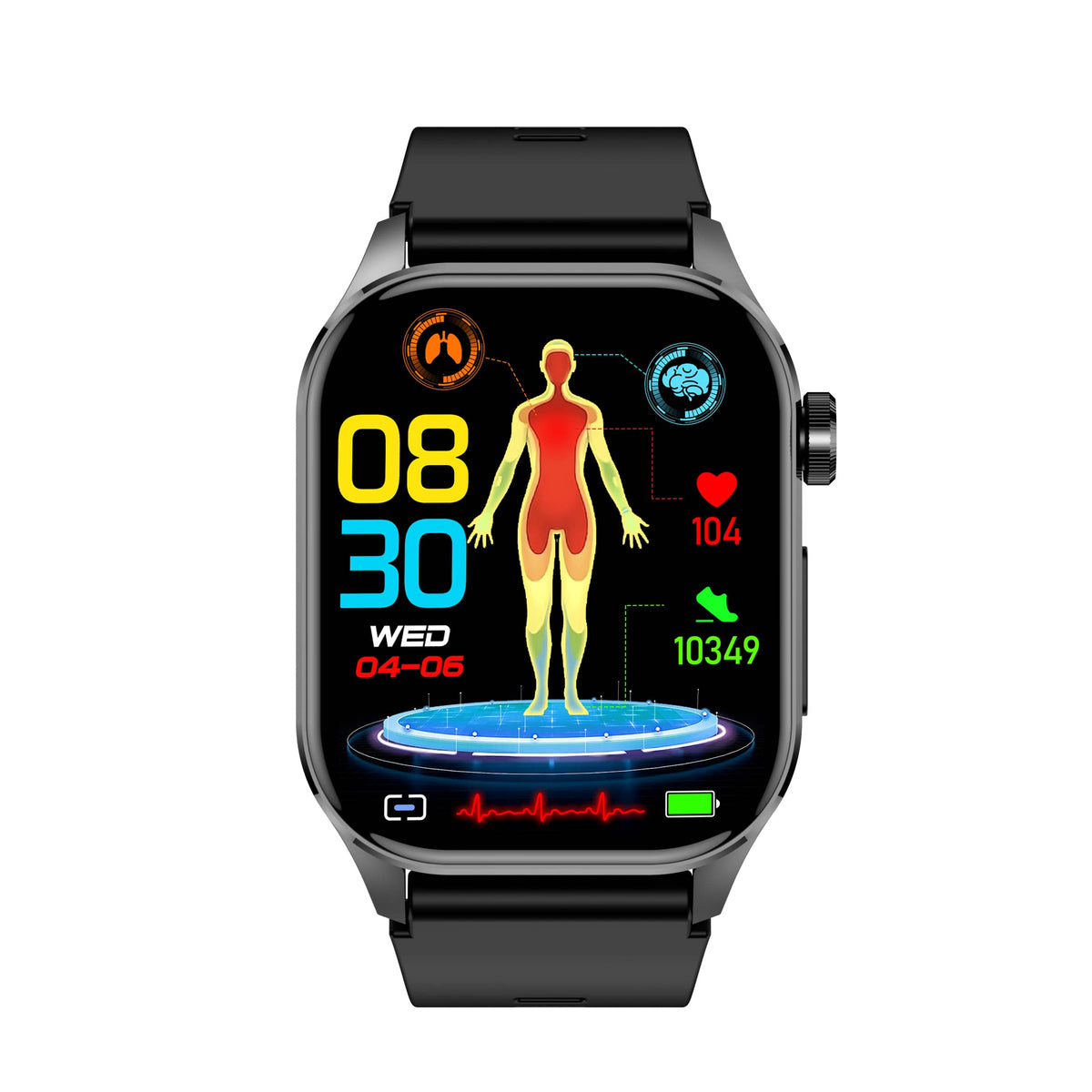 Wasserdichte Smartwatch mit AMOLED-Display sowie Herzfrequenz- und EKG-Überwachung