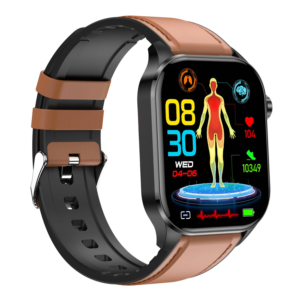 Wasserdichte Smartwatch mit AMOLED-Display sowie Herzfrequenz- und EKG-Überwachung