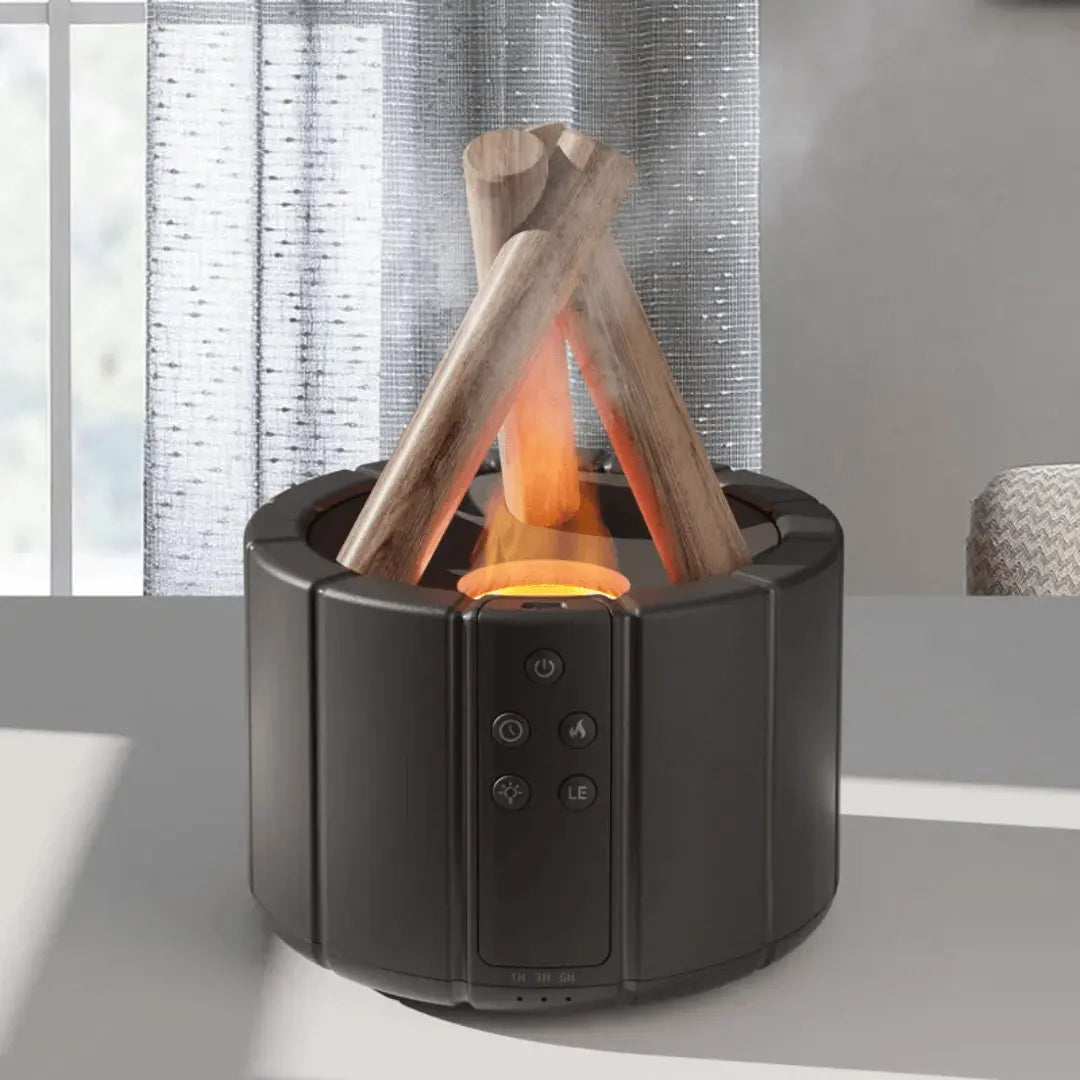 Ultraschall-Aromatherapie-Luftbefeuchter mit flackerndem Lagerfeuer-Flammeneffekt