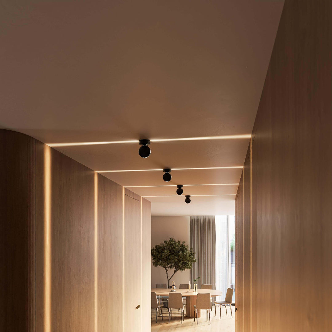 Verstellbare minimalistische Deckenleuchte mit matter Oberfläche und Spot für Innenräume