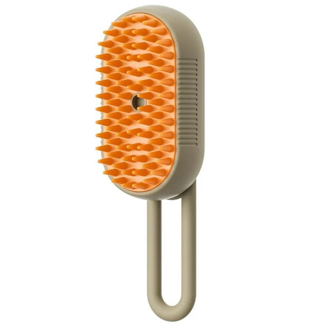 Ergonomische elektrische Haustierpflegebürste mit drehbarem Griff, Dampf- und Sprühfunktion sowie Massagefunktion