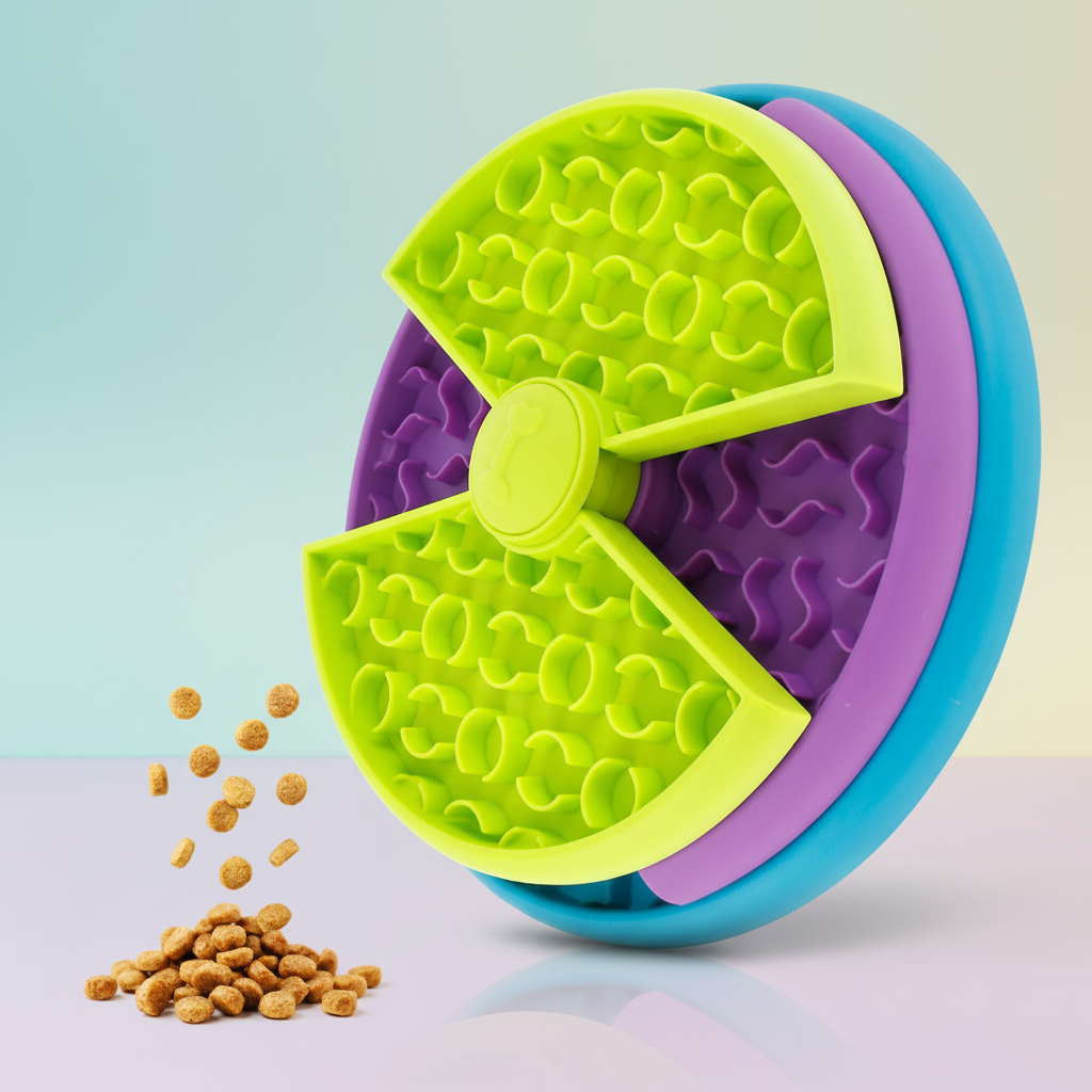 Interaktiver Hundenapf mit mehrstufigem Design zur Futtersuche und langsamen Fressen