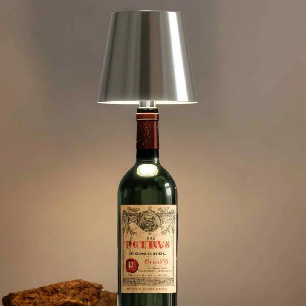 Kabellose, wiederaufladbare Tischlampe als Flaschenaufsatz mit einstellbarer Lichtstimmung