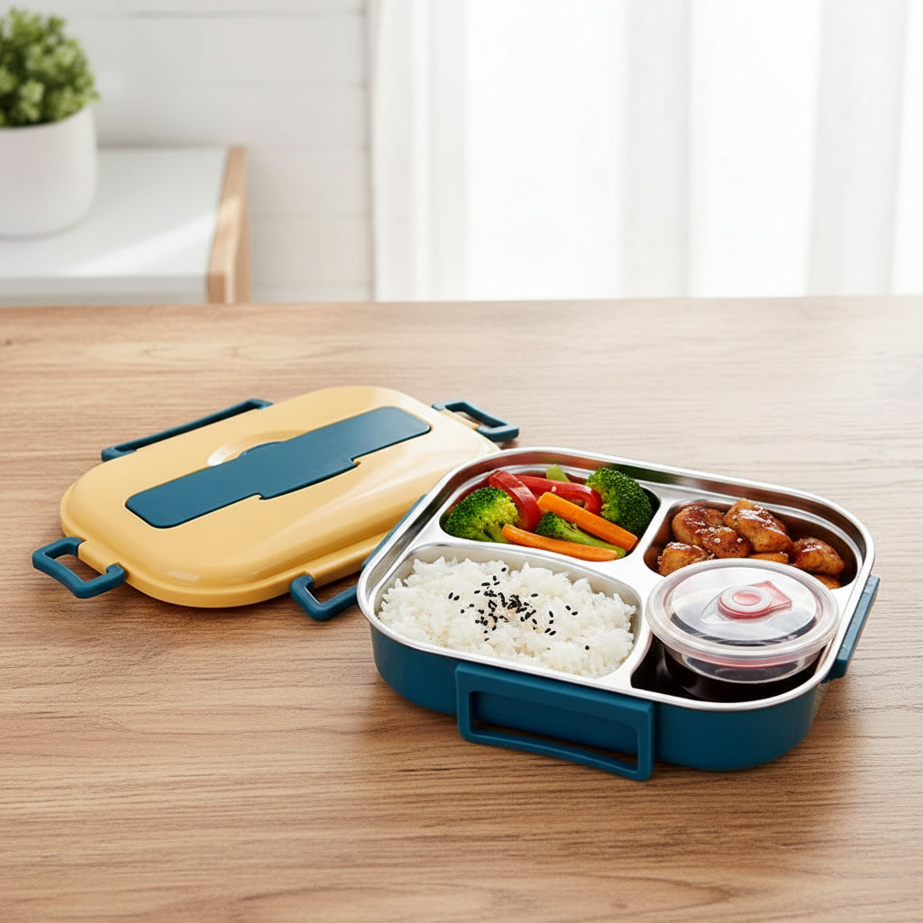 Isolierte Bento-Lunchbox zur Lebensmittelaufbewahrung mit Unterteilungen