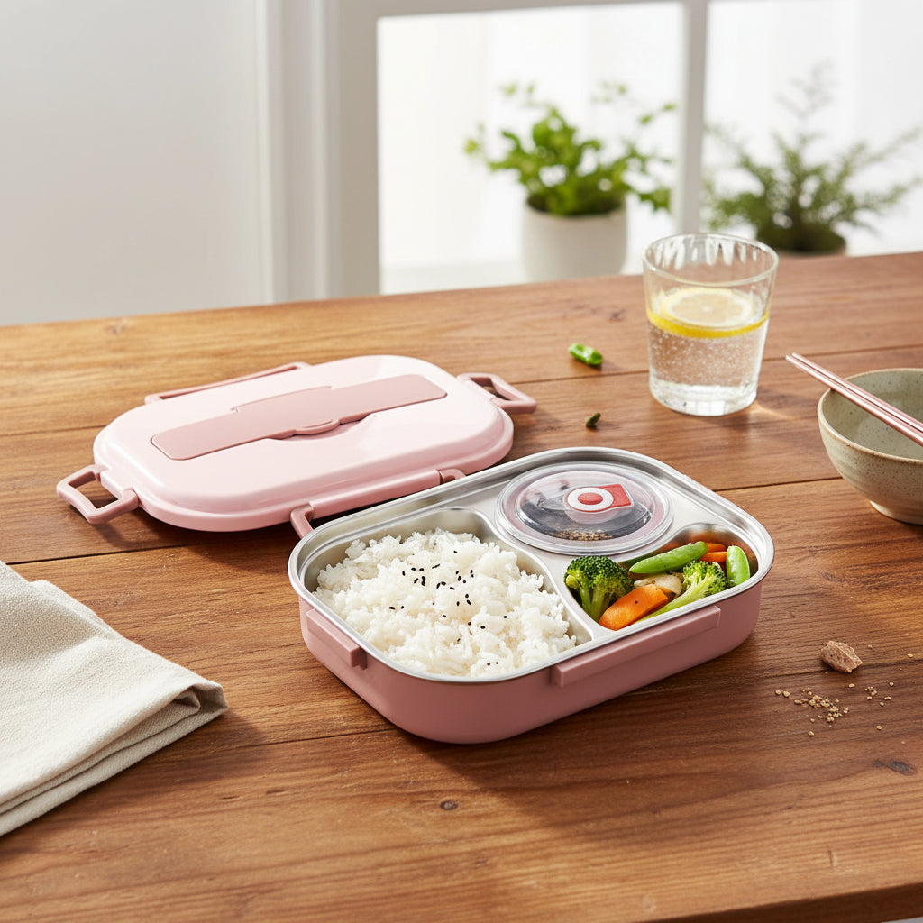 Isolierte Bento-Lunchbox zur Lebensmittelaufbewahrung mit Unterteilungen