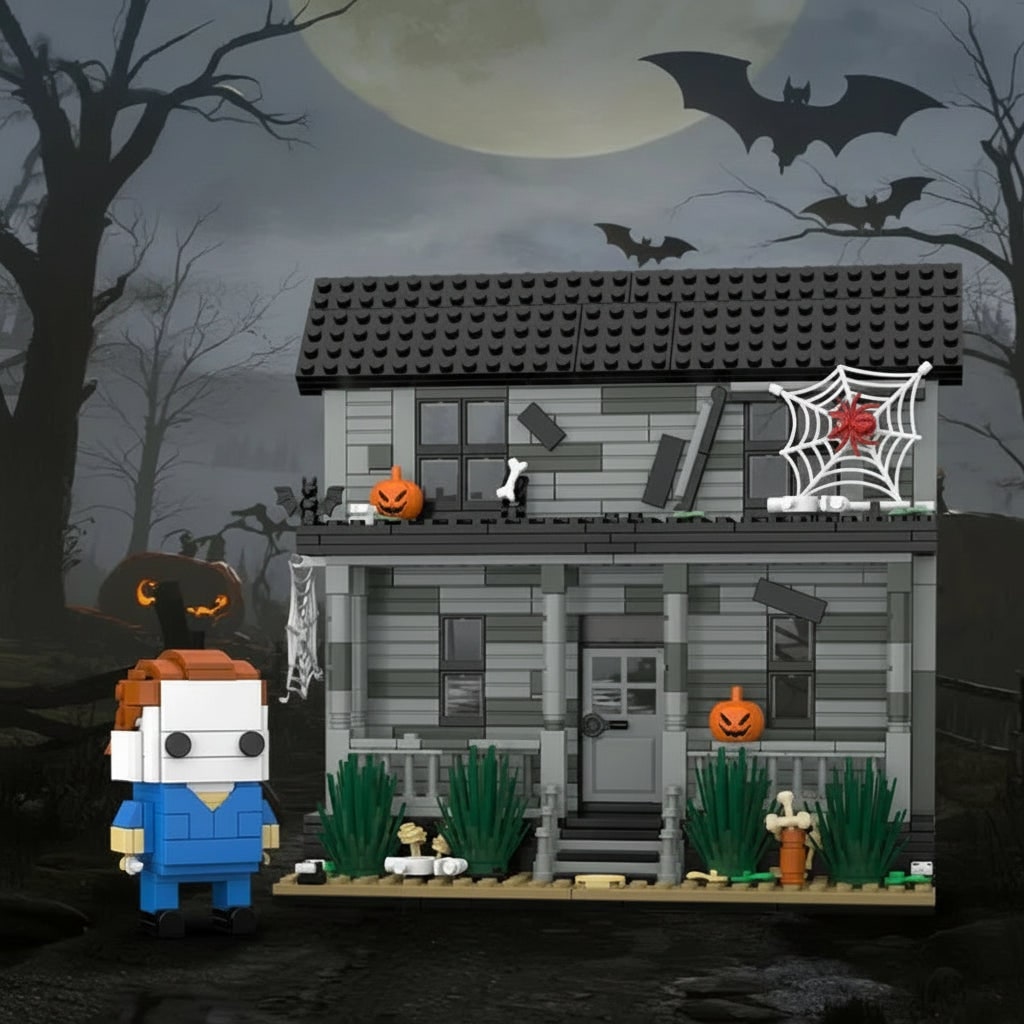 Schauriges Halloween-Konstruktionsspielzeug-Set mit Geisterhaus-Bausteinen