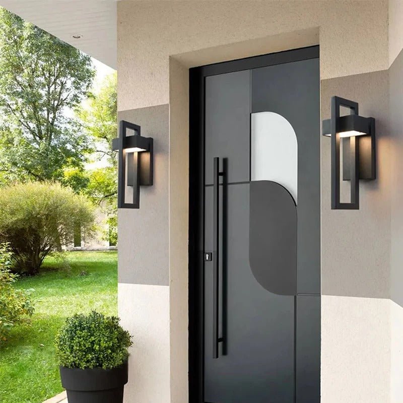 Geometrische rechteckige skandinavische minimalistische Außenwandleuchte aus Aluminium