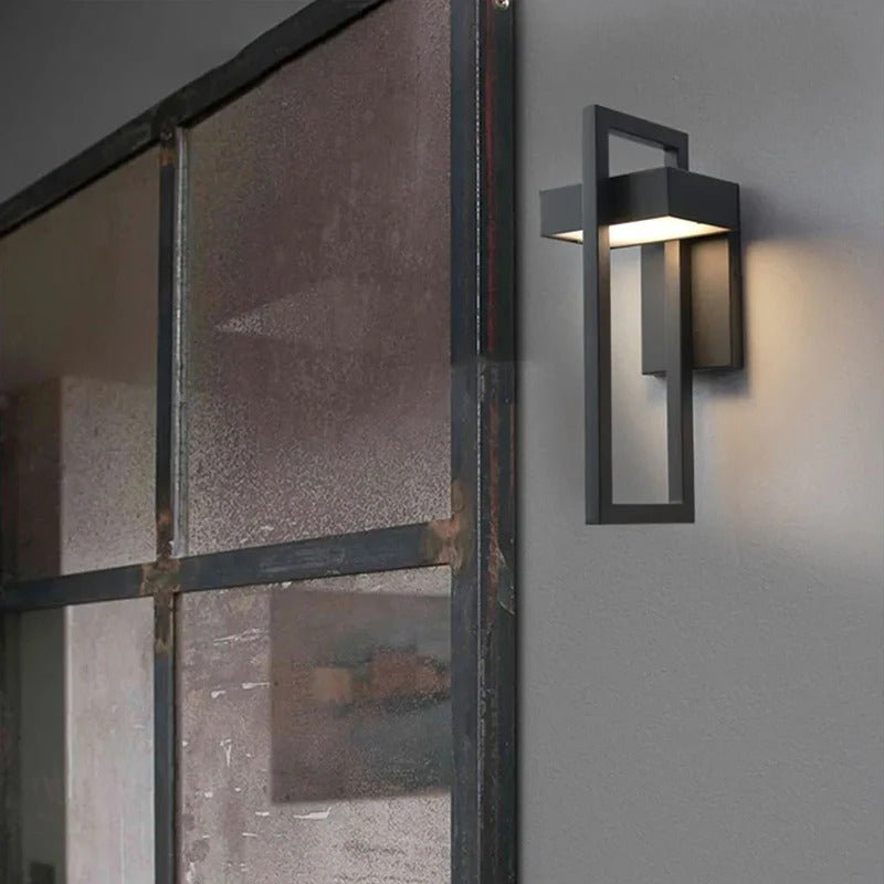 Geometrische rechteckige skandinavische minimalistische Außenwandleuchte aus Aluminium