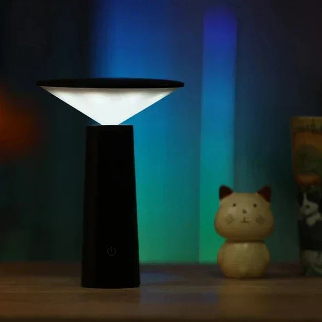 Schlanke minimalistische kabellose dimmbare Tischlampe mit dreh- und neigbarem Kopf