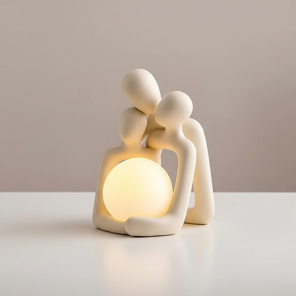 Skulpturale matte Keramikkugel-Tischlampe mit indirektem Licht