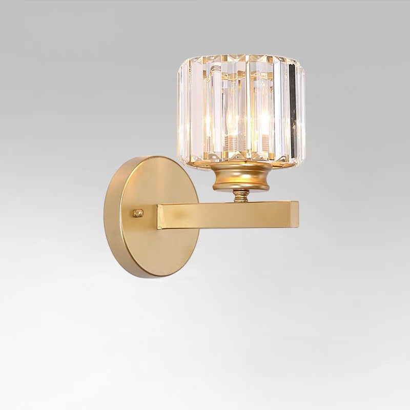 Moderne Wandleuchte aus Eisen mit facettiertem Kristallpaneel